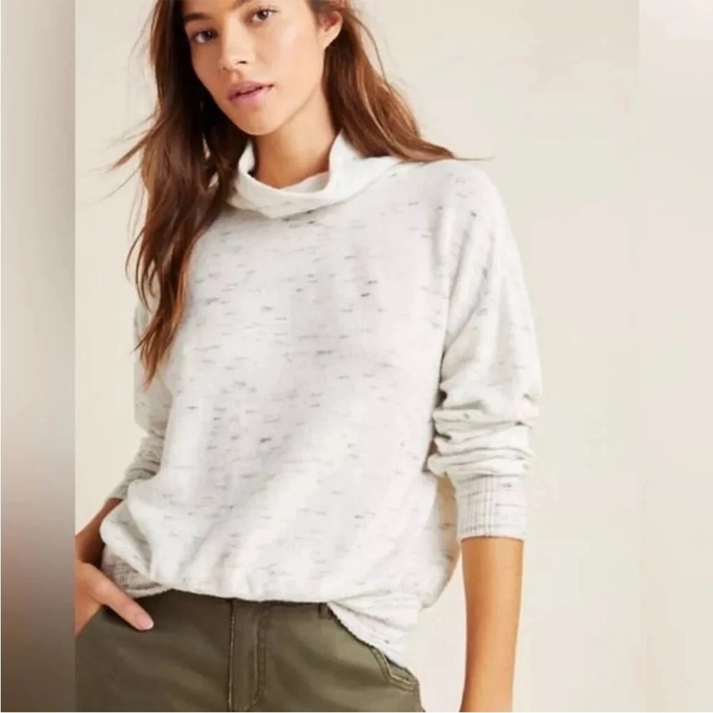 Anthropologie Marled Cowl Neck Drop Shoulder Elastic Sweater Lightweight XS